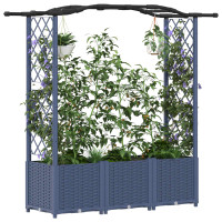 Produktbild för Upphöjd Bädd med Spaljé och Tak Grå 164 x 40 x 138 cm PP