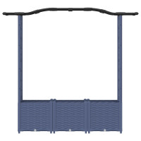 Produktbild för Upphöjd Bädd med Spaljé och Tak Grå 164 x 40 x 138 cm PP