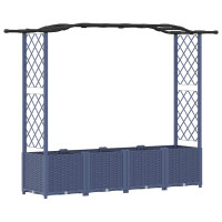 Produktbild för Upphöjd Bädd med Spaljé och Tak Grå 204 x 40 x 138 cm PP
