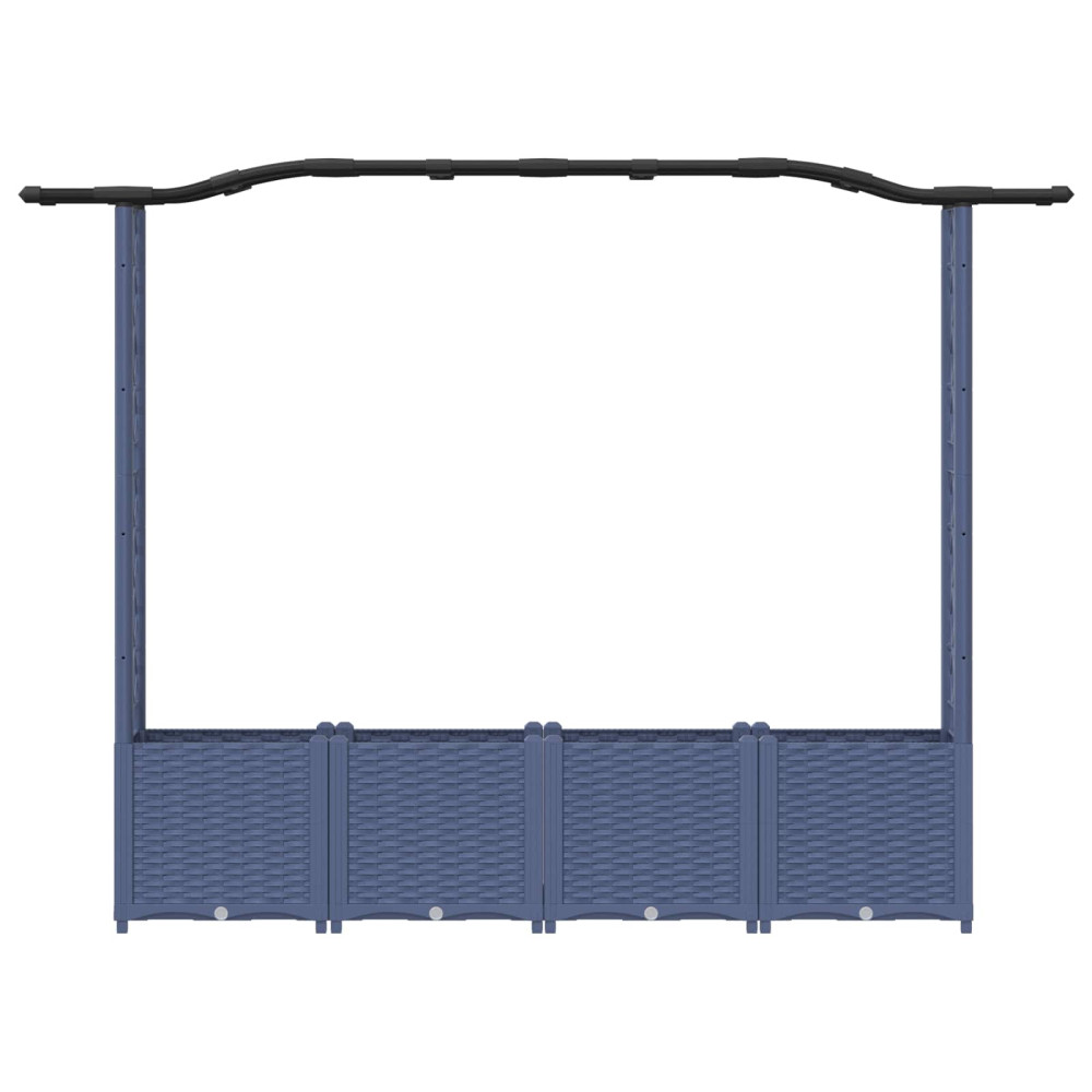 Produktbild för Upphöjd Bädd med Spaljé och Tak Grå 204 x 40 x 138 cm PP