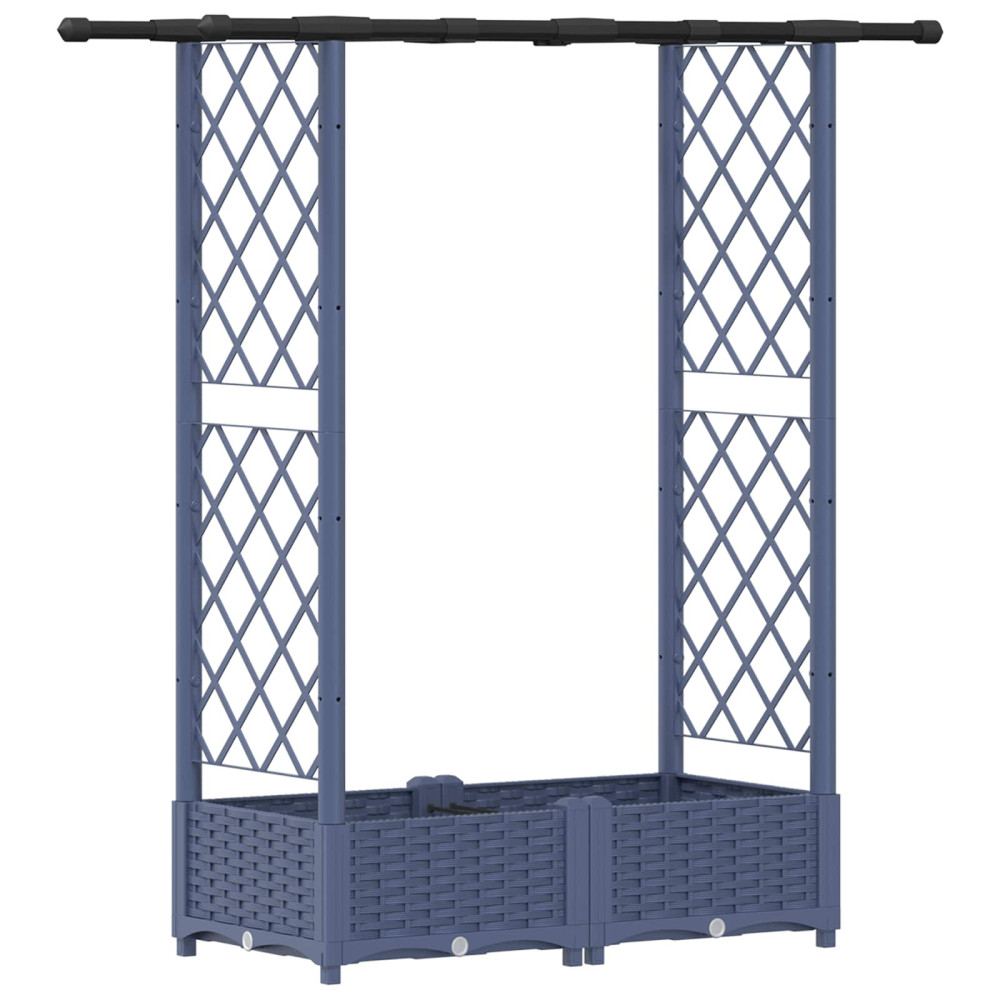 Produktbild för Upphöjd Bädd med Spaljé och Tak Grå 122,5 x 40 x 121 cm PP