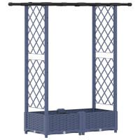 Produktbild för Upphöjd Bädd med Spaljé och Tak Grå 122,5 x 40 x 121 cm PP