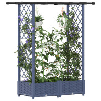Produktbild för Upphöjd Bädd med Spaljé och Tak Grå 122,5 x 40 x 121 cm PP