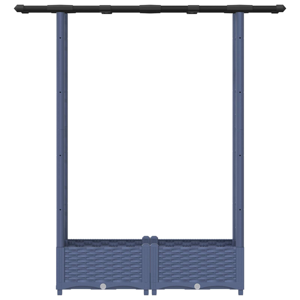 Produktbild för Upphöjd Bädd med Spaljé och Tak Grå 122,5 x 40 x 121 cm PP