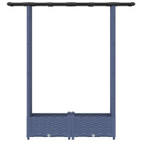 Produktbild för Upphöjd Bädd med Spaljé och Tak Grå 122,5 x 40 x 121 cm PP