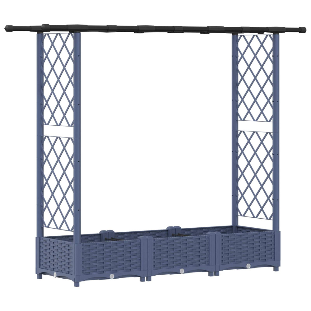 Produktbild för Upphöjd Bädd med Spaljé och Tak Grå 164 x 40 x 121 cm PP