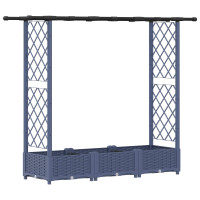 Produktbild för Upphöjd Bädd med Spaljé och Tak Grå 164 x 40 x 121 cm PP
