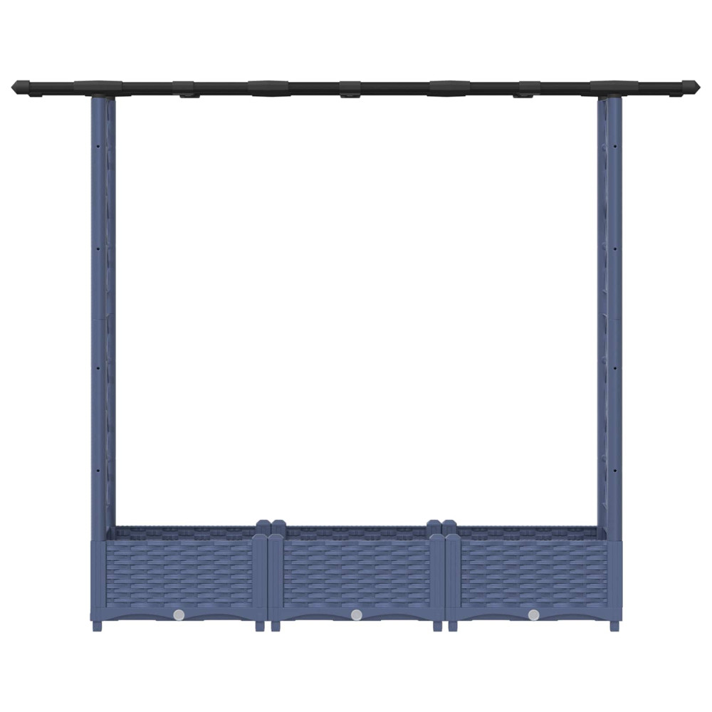 Produktbild för Upphöjd Bädd med Spaljé och Tak Grå 164 x 40 x 121 cm PP