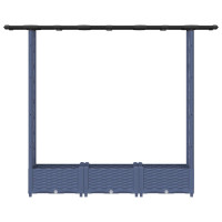 Produktbild för Upphöjd Bädd med Spaljé och Tak Grå 164 x 40 x 121 cm PP