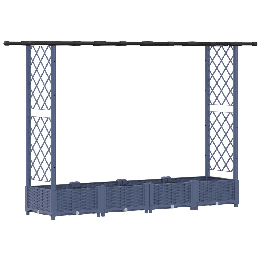Produktbild för Upphöjd Bädd med Spaljé och Tak Grå 203 x 40 x 121 cm PP