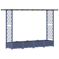 Produktbild för Upphöjd Bädd med Spaljé och Tak Grå 203 x 40 x 121 cm PP