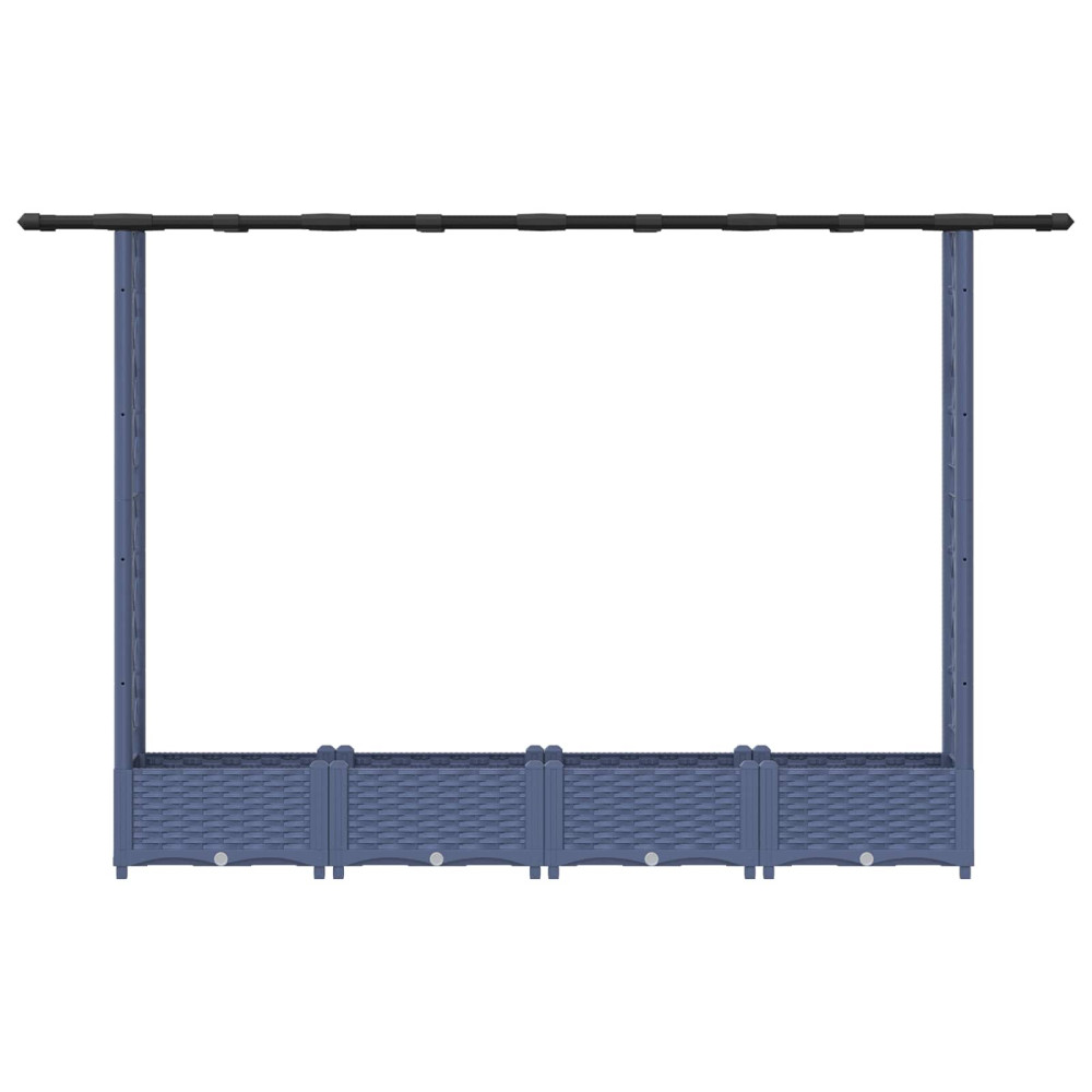 Produktbild för Upphöjd Bädd med Spaljé och Tak Grå 203 x 40 x 121 cm PP