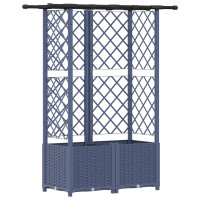 Produktbild för Upphöjd Bädd med Spaljé och Tak Grå 124,5 x 40 x 136 cm PP