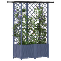 Produktbild för Upphöjd Bädd med Spaljé och Tak Grå 124,5 x 40 x 136 cm PP