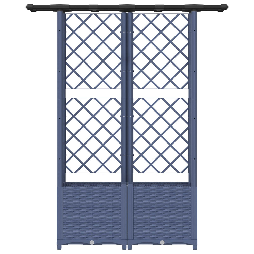 Produktbild för Upphöjd Bädd med Spaljé och Tak Grå 124,5 x 40 x 136 cm PP