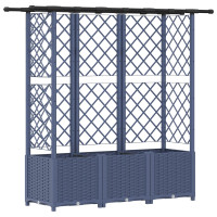 Produktbild för Upphöjd Bädd med Spaljé och Tak Grå 162,5 x 40 x 136 cm PP