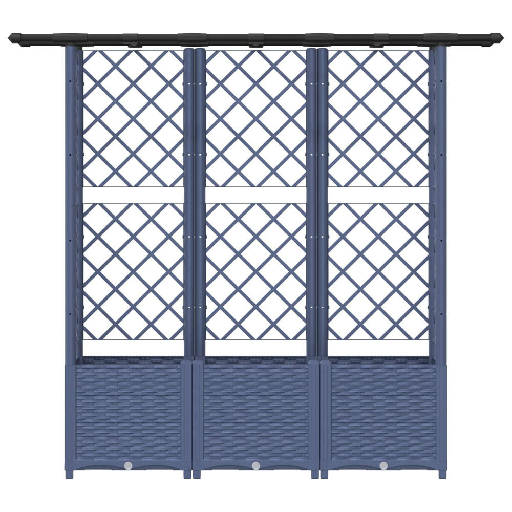 Produktbild för Upphöjd Bädd med Spaljé och Tak Grå 162,5 x 40 x 136 cm PP