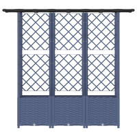 Produktbild för Upphöjd Bädd med Spaljé och Tak Grå 162,5 x 40 x 136 cm PP