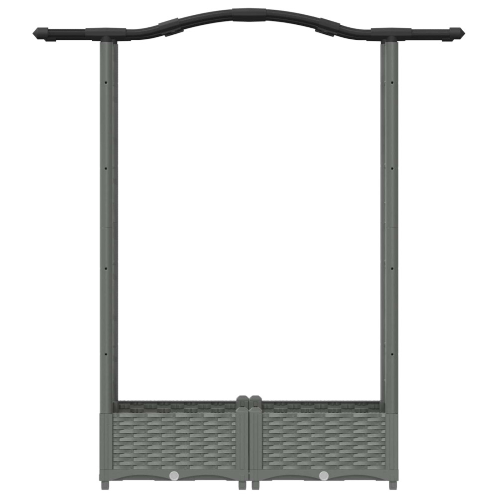 Produktbild för Upphöjd Bädd med Spaljé och Tak Ljusgrå 124 x 40 x 123 cm PP