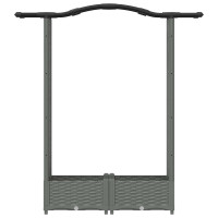 Produktbild för Upphöjd Bädd med Spaljé och Tak Ljusgrå 124 x 40 x 123 cm PP
