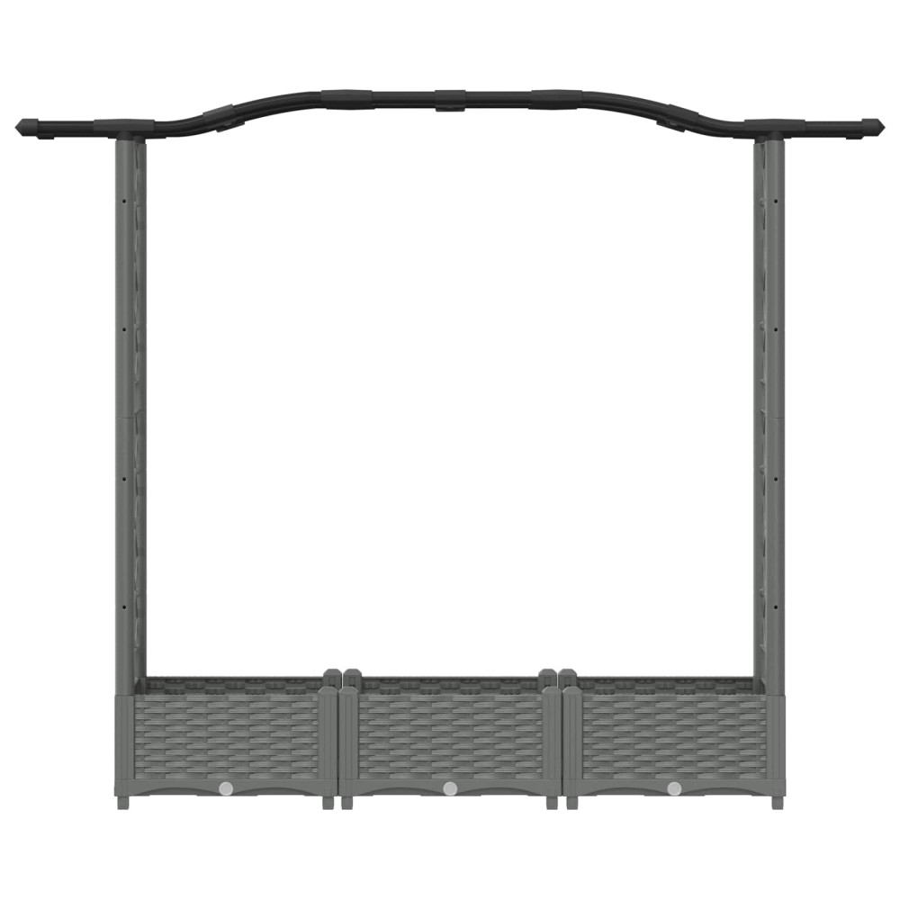 Produktbild för Upphöjd Bädd med Spaljé och Tak Ljusgrå 169 x 40 x 123 cm PP