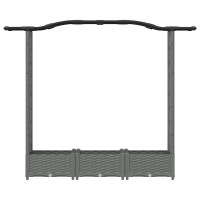Produktbild för Upphöjd Bädd med Spaljé och Tak Ljusgrå 169 x 40 x 123 cm PP