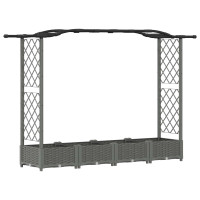 Produktbild för Upphöjd Bädd med Spaljé och Tak Ljusgrå 207 x 40 x 123 cm PP