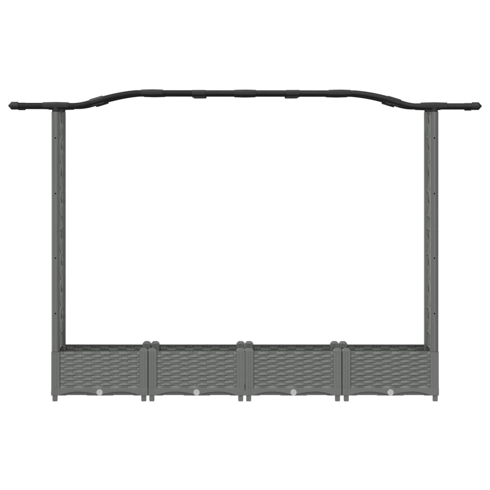 Produktbild för Upphöjd Bädd med Spaljé och Tak Ljusgrå 207 x 40 x 123 cm PP