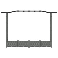 Produktbild för Upphöjd Bädd med Spaljé och Tak Ljusgrå 207 x 40 x 123 cm PP