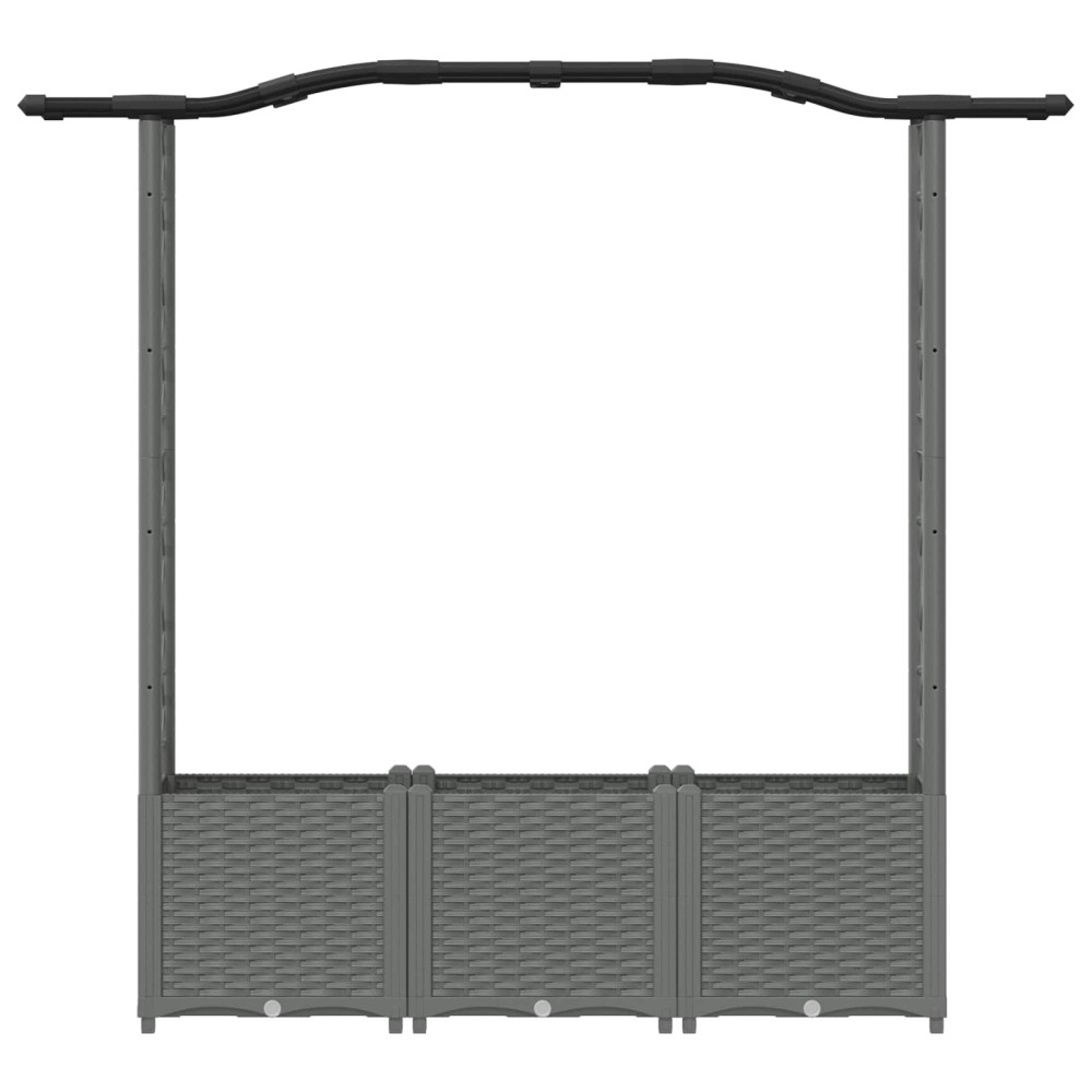 Produktbild för Upphöjd Bädd med Spaljé och Tak Ljusgrå 164 x 40 x 138 cm PP