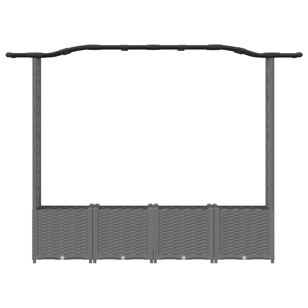 Produktbild för Upphöjd Bädd med Spaljé och Tak Ljusgrå 204 x 40 x 138 cm PP