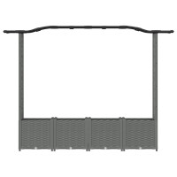 Produktbild för Upphöjd Bädd med Spaljé och Tak Ljusgrå 204 x 40 x 138 cm PP