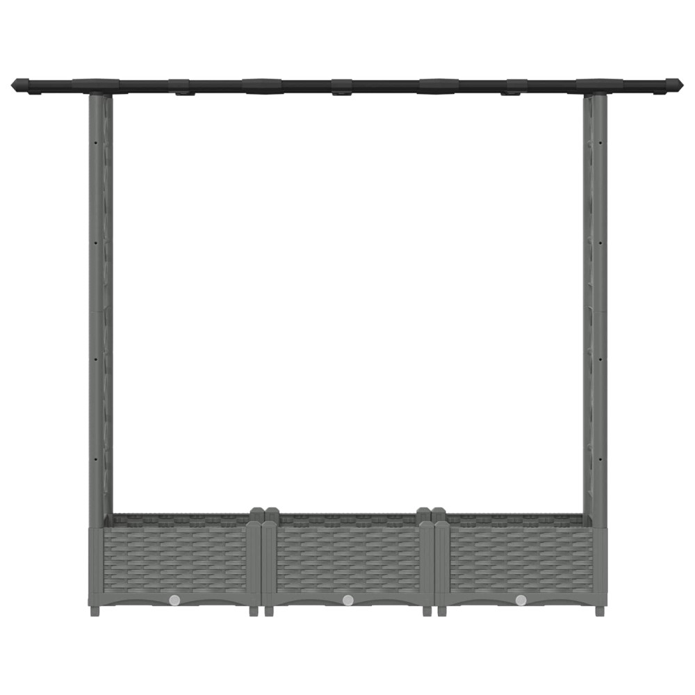 Produktbild för Upphöjd Bädd med Spaljé och Tak Ljusgrå 164 x 40 x 121 cm PP