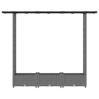 Produktbild för Upphöjd Bädd med Spaljé och Tak Ljusgrå 164 x 40 x 121 cm PP