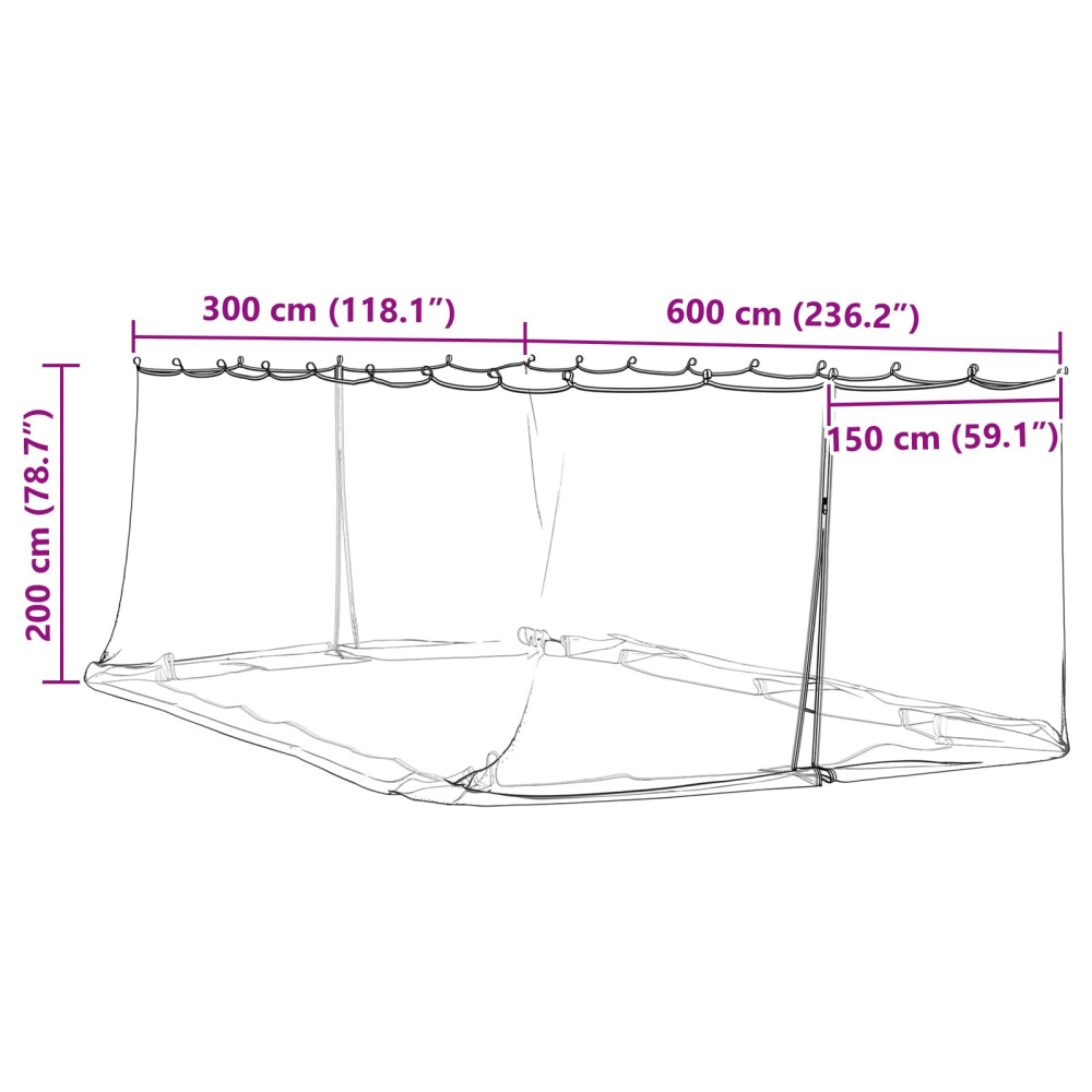 Produktbild för Myggnät för lusthus 220 mesh Svart 6 x 3 x 2 m Polyester