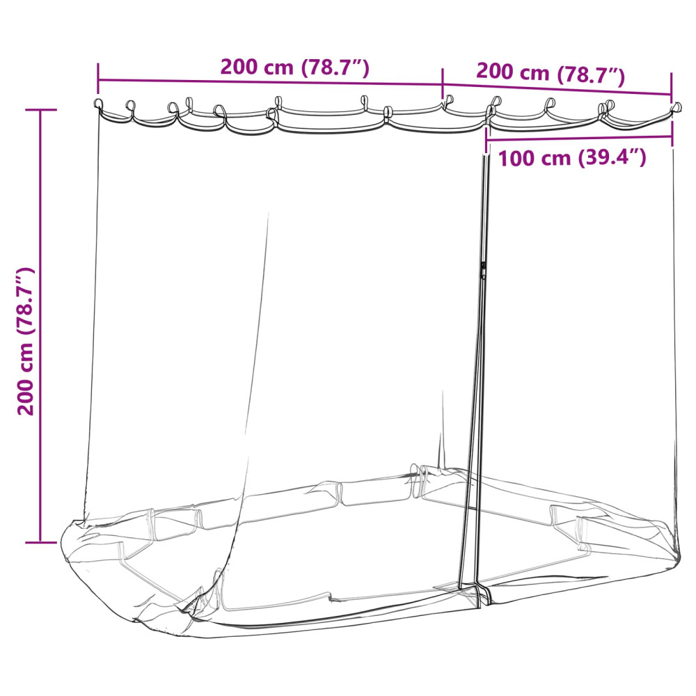 Produktbild för Myggnät för lusthus 220 mesh Vit 2 x 2 x 2 m Polyester