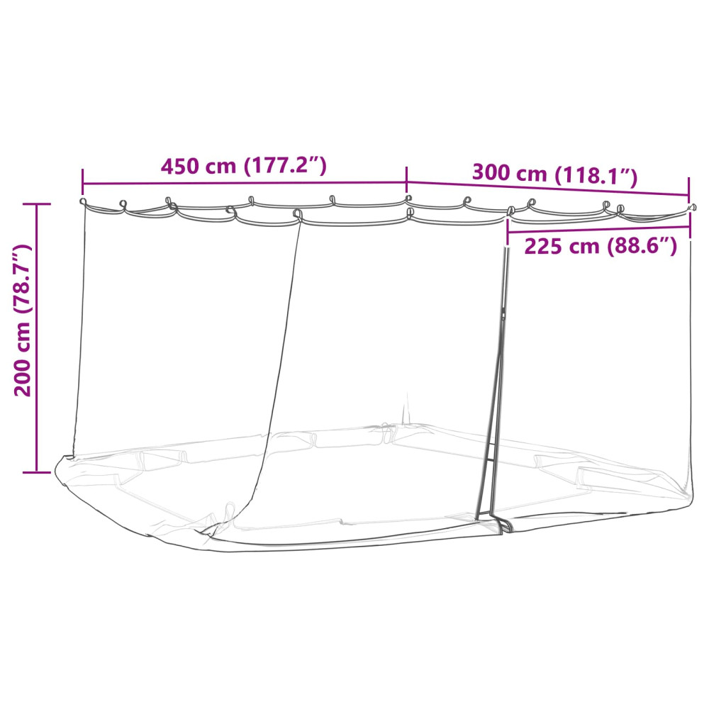 Produktbild för Myggnät för lusthus 220 mesh Vit 4,5 x 3 x 2 m Polyester