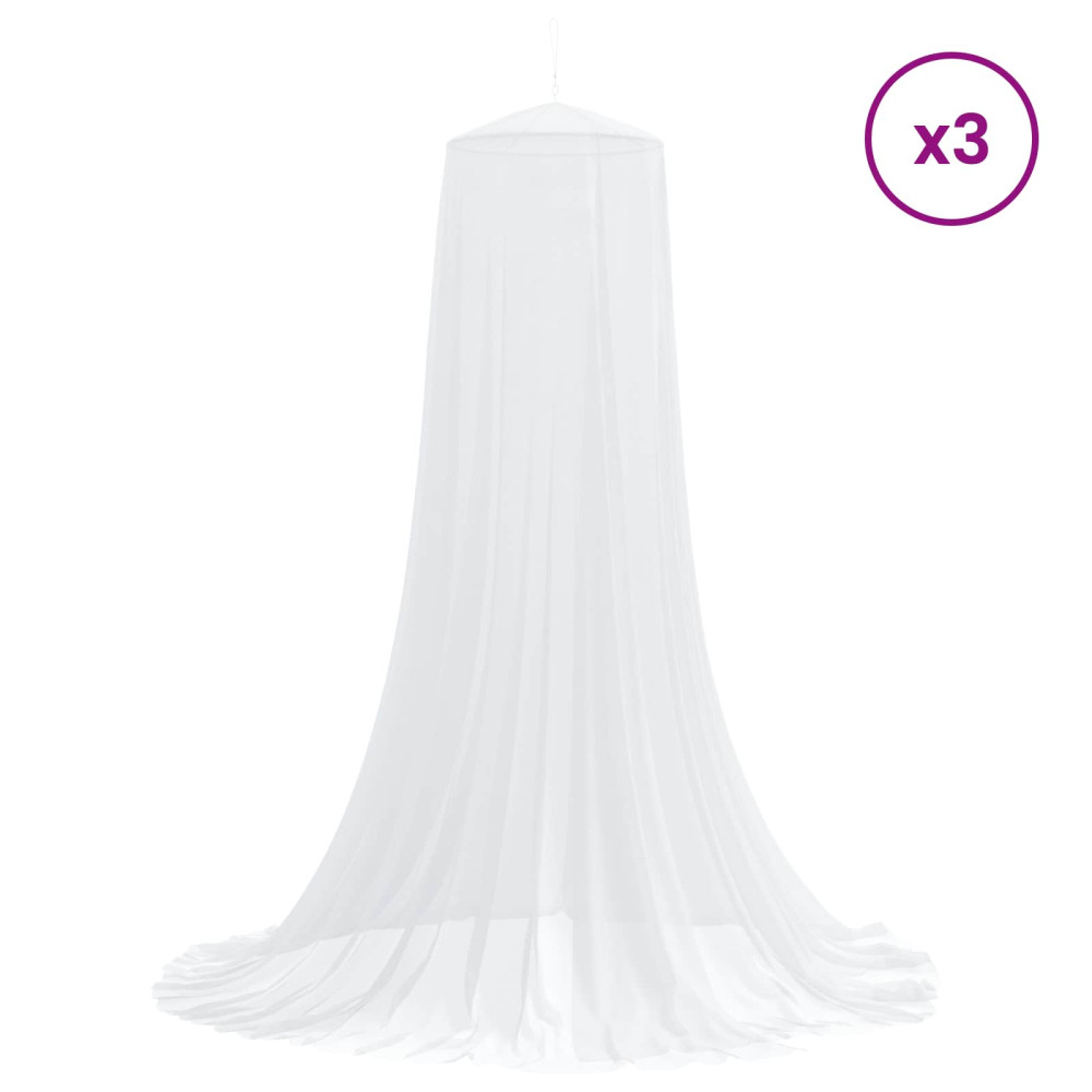 Produktbild för Myggnät för säng 3 pcs 156 mesh Vit Ø56 x 220 cm Polyester