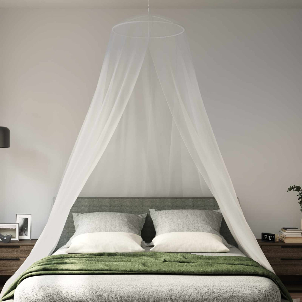 Produktbild för Myggnät för säng 3 pcs 156 mesh Vit Ø56 x 220 cm Polyester