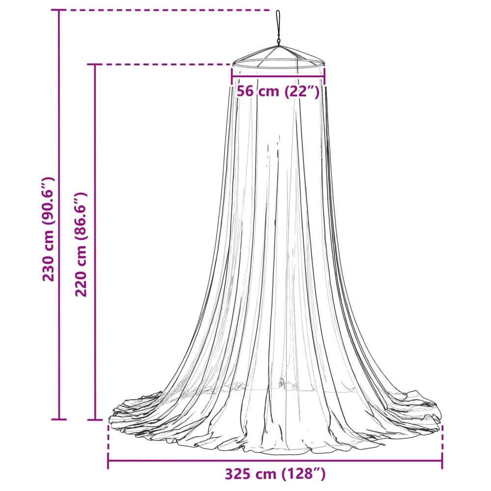Produktbild för Myggnät för säng 3 pcs 156 mesh Vit Ø56 x 220 cm Polyester