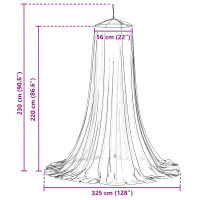 Produktbild för Myggnät för säng 3 pcs 156 mesh Vit Ø56 x 220 cm Polyester