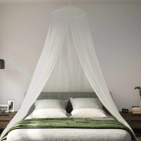 Produktbild för Myggnät för säng 3 pcs 156 mesh Vit Ø56 x 220 cm Polyester