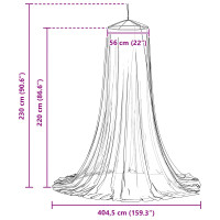 Produktbild för Myggnät för säng 3 pcs 156 mesh Vit Ø56 x 220 cm Polyester