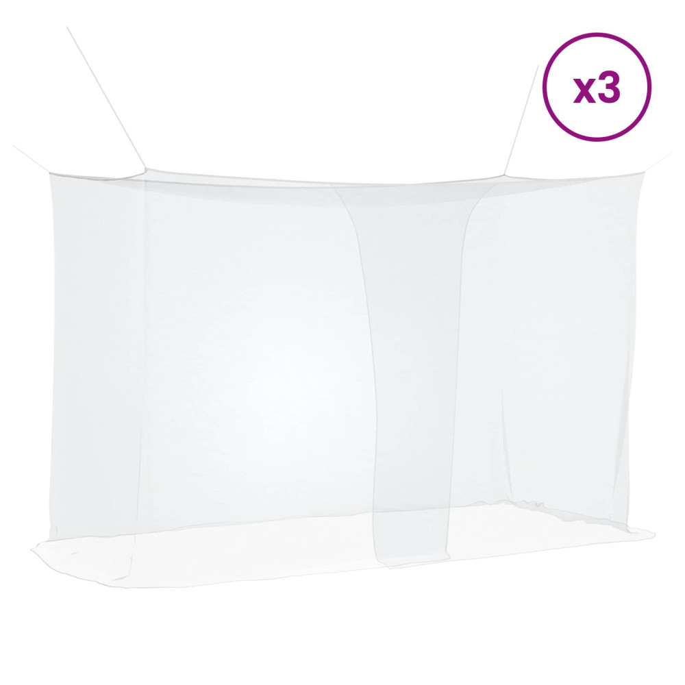 Produktbild för Myggnät för säng 156 nät 3 pcs Vit Polyester