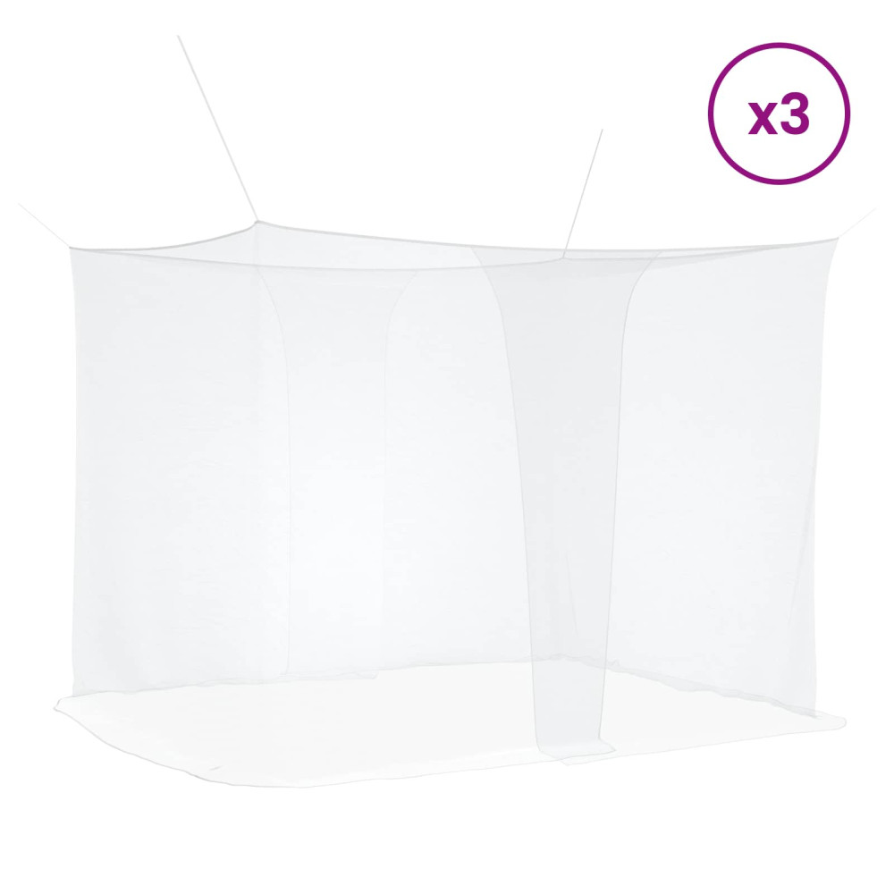 Produktbild för Myggnät för säng 156 nät 3 pcs Vit Polyester