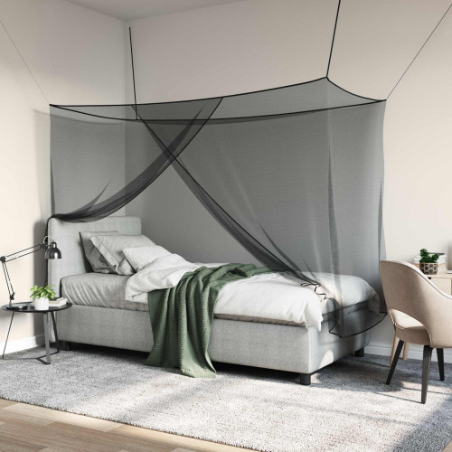 vidaXL Myggnät för säng 156 nät Svart 220 x 120 x 150 cm Polyester