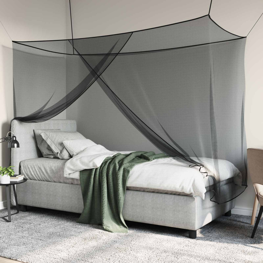 Produktbild för Myggnät för säng 156 nät Svart 220 x 120 x 150 cm Polyester