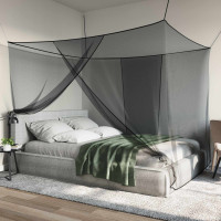 Produktbild för Myggnät för säng 156 nät Svart 220 x 180 x 180 cm Polyester