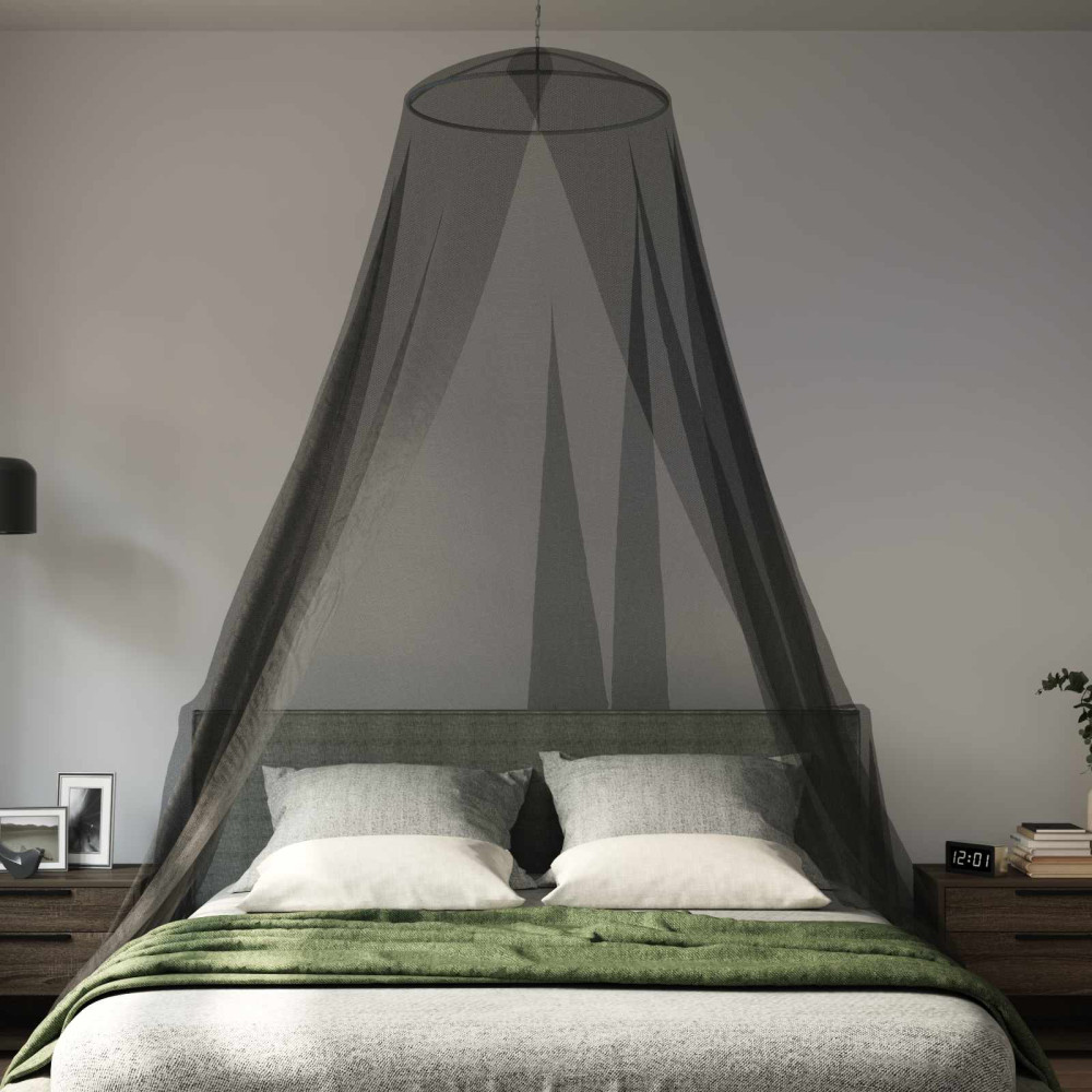 Produktbild för Myggnät för säng 3 pcs 156 mesh Svart Ø56 x 220 cm Polyester