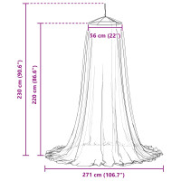 Produktbild för Myggnät för säng 3 pcs 156 mesh Svart Ø56 x 220 cm Polyester